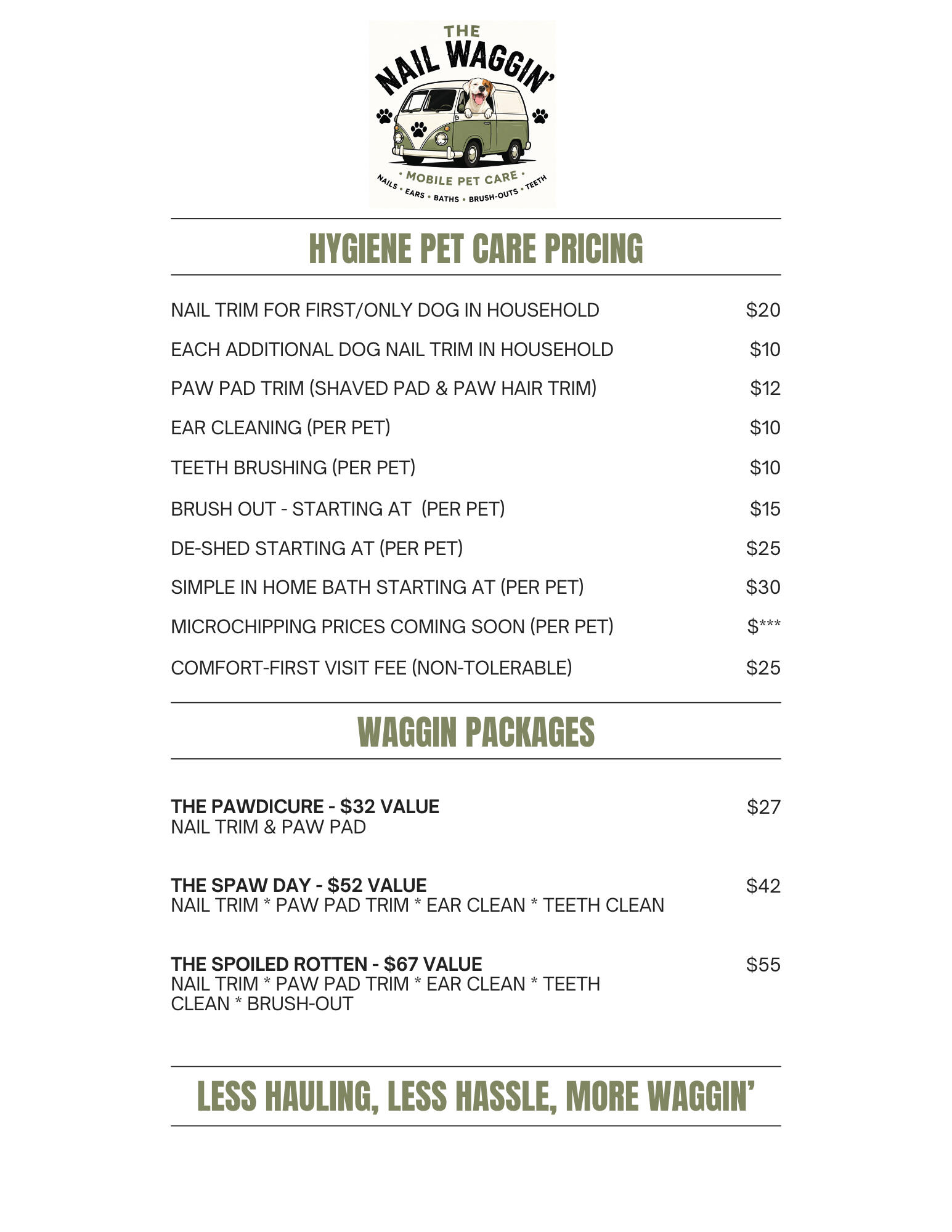 price sheet